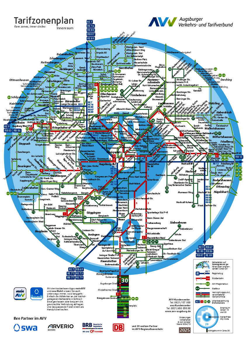 AVV-Tarifzonenplan Innenraum (Zonen 10 und 20)