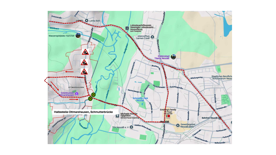 Ottmarshausen, Linien 500, 501, 511 und N592: 